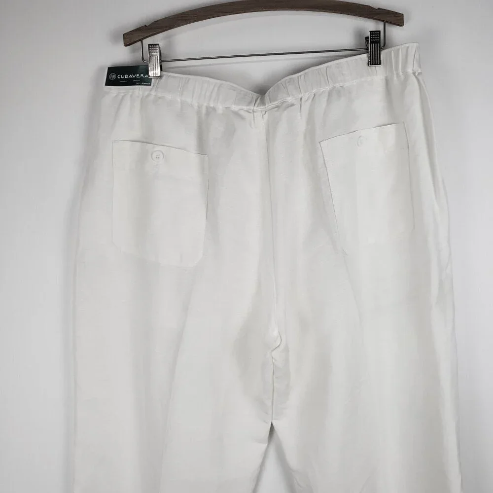 Cubavera Linen Blend Pants White Drawstring Casual NWT Mens Size XXL